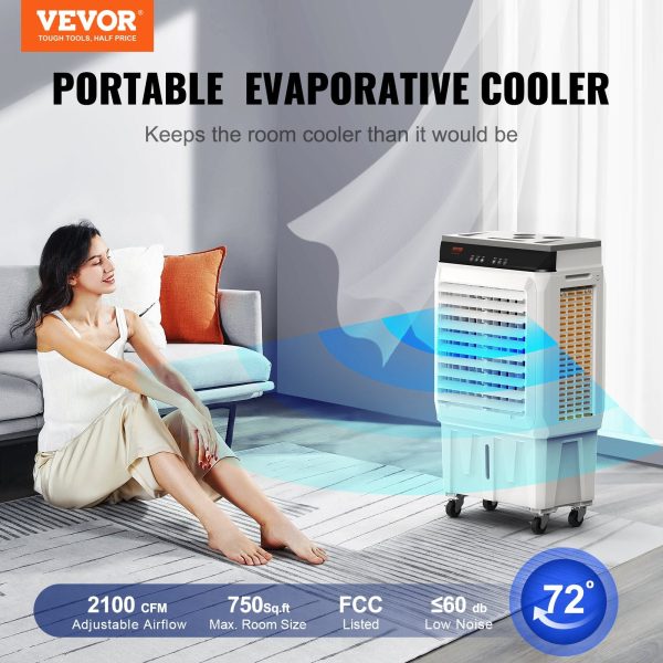 Vevor Evaporative Air Cooler 2100 CFM 7 Gal 750 Sq. Ft. Indoor Outdoor Adjustable Speed New Online Sale - Image 3