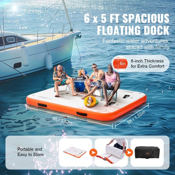 Vevor Inflatable Floating Dock 6  x 5  with Carrying Bag & Detachable Ladder New Cheap - Image 3