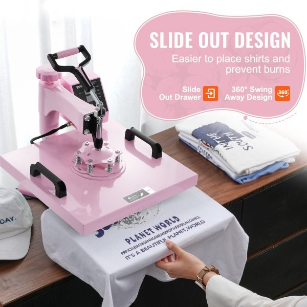 Vevor Heat Press 5-in-1 Machine 15  x 15  with 30oz Tumbler Press Pink New Discount - Image 5