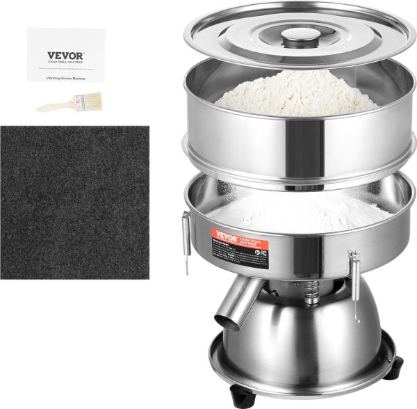 Vevor Sieve Machine Electric Vibrating Sifter 45W Automatic 10+60 Mesh Stainless Steel for Powders and Liquids New For Discount