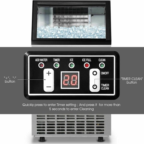 Costway Commercial Ice Maker Stainless Steel 110 lbs Day 33 lbs Storage Capacity New Discount - Image 4