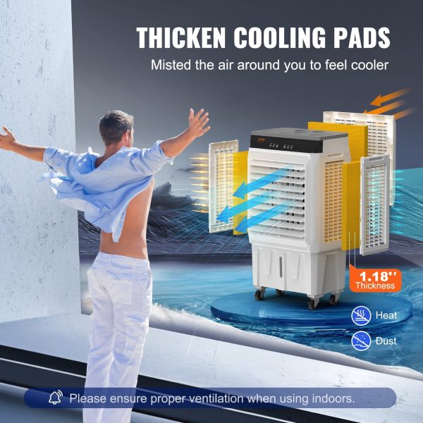 Vevor Evaporative Air Cooler 2100 CFM 7 Gal 750 Sq. Ft. Indoor Outdoor Adjustable Speed New Online Sale - Image 5