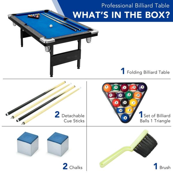 Costway Billiard Pool Table Foldable 6ft with Complete Set of Balls New Cheap - Image 5