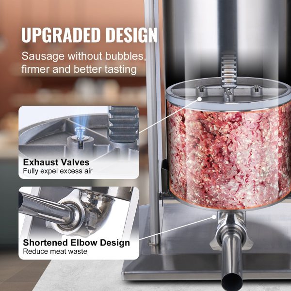 Vevor Sausage Stuffer 55 Lbs Capacity Electric Vertical Machine 304 Stainless Steel New Online - Image 4