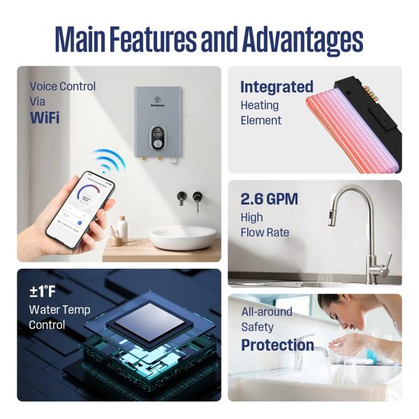 Westinghouse Apolo Tankless Water Heater 11kW with WiFi 2.6 GPM 240V New Hot on Sale - Image 2